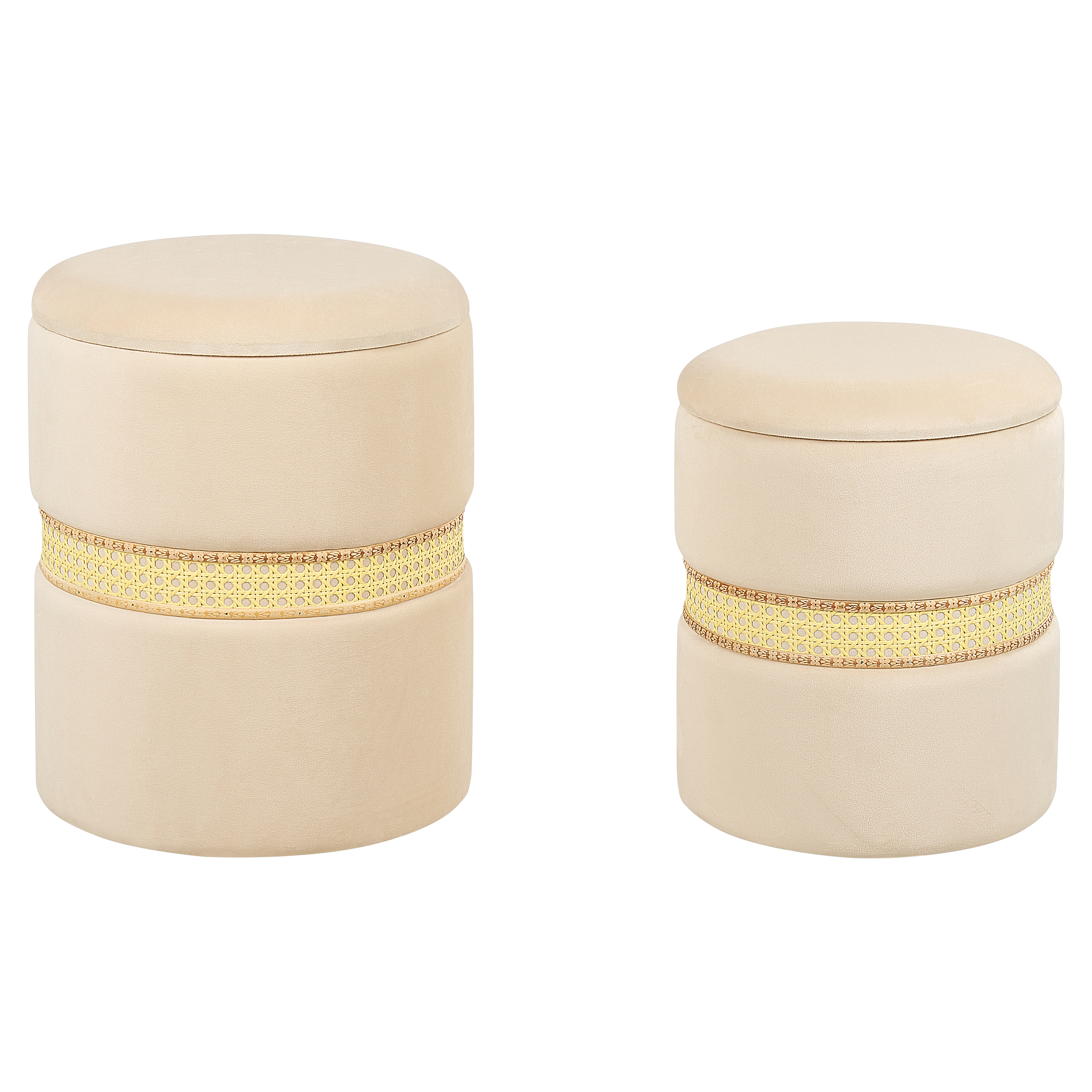 Set med 2 förvaringspuffar MEDFORD Sammet Ljusbeige