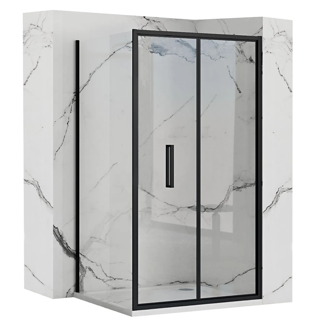 REA Hörnduschkabin RAPID FOLD 100x100 Svart, 100x100x195cm