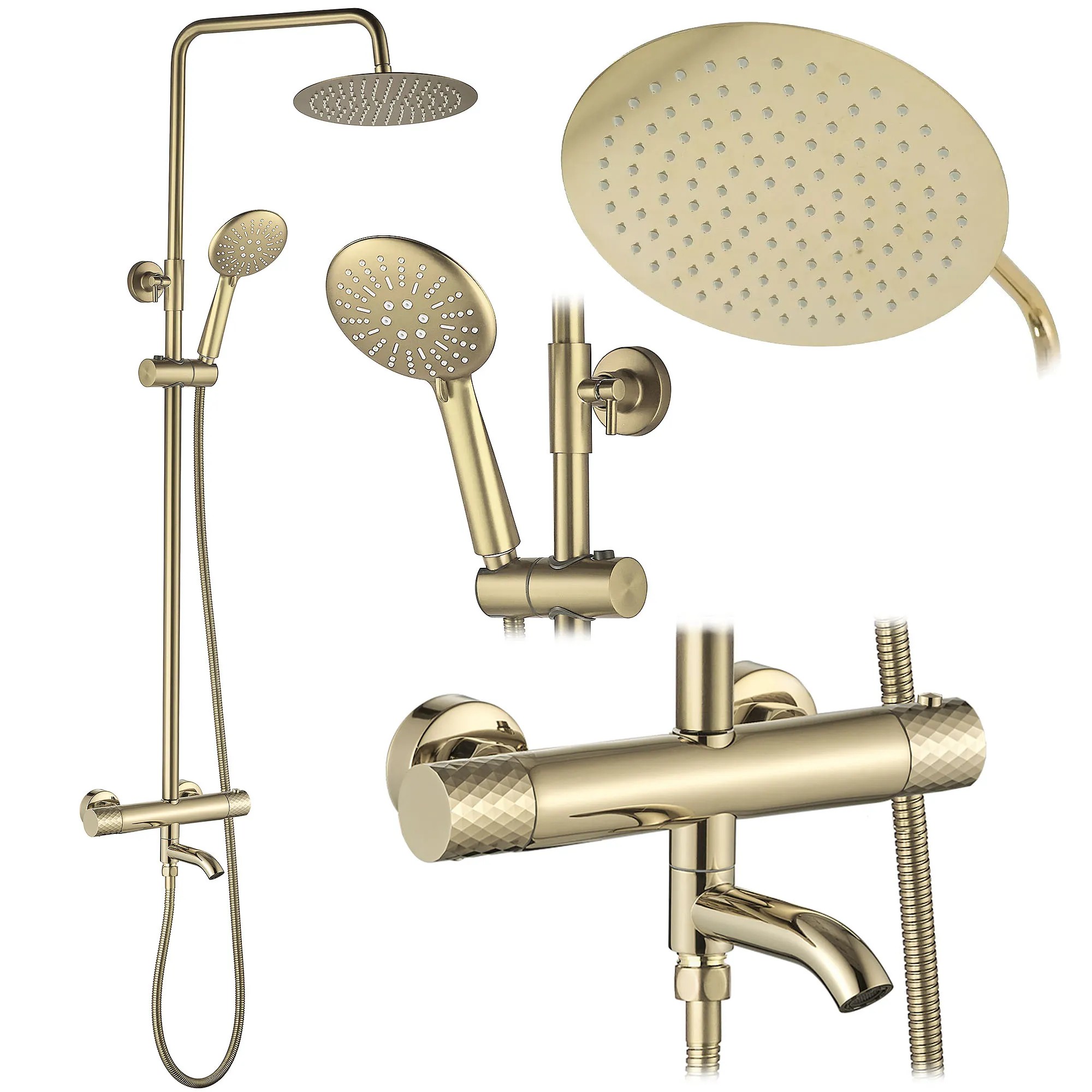 REA Duschset Lungo Diamond Guld, 27x34,5x117cm