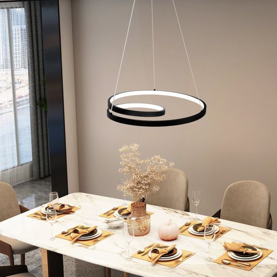 NETTLIFE LED - pendellampa, svart aluminium, 40 cm, diameter 150 cm dimbar, modern matbordslampa