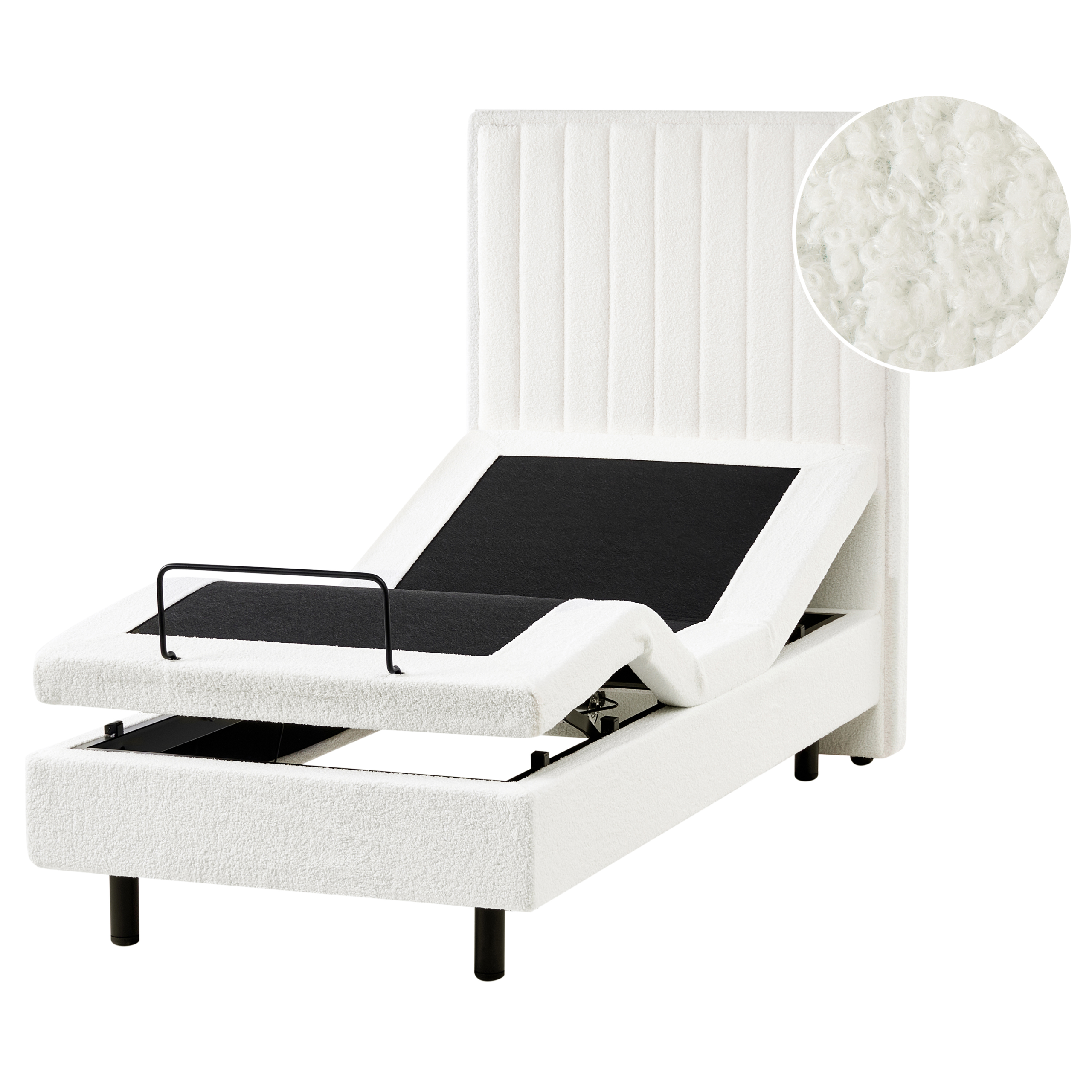 Justerbar säng Bouclé CASTELLAN 80 x 200 cm Off-White