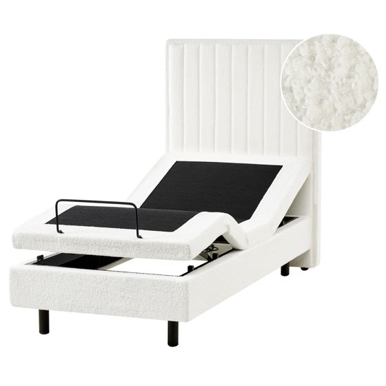 Justerbar säng Bouclé CASTELLAN 80 x 200 cm Off-White