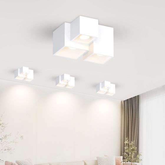 NETTLIFE vit utanpåliggande spotlight GU10, fyrkantig utanpåliggande spotlight 40W gips, liten modern taklampa