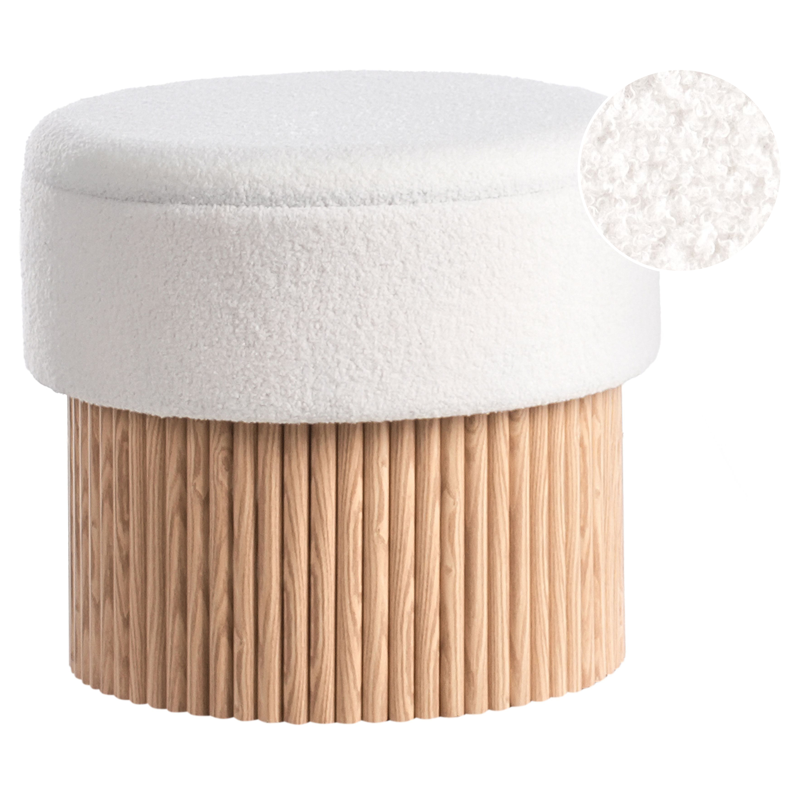 Förvaringspuff RICHEY Bouclé Off-White
