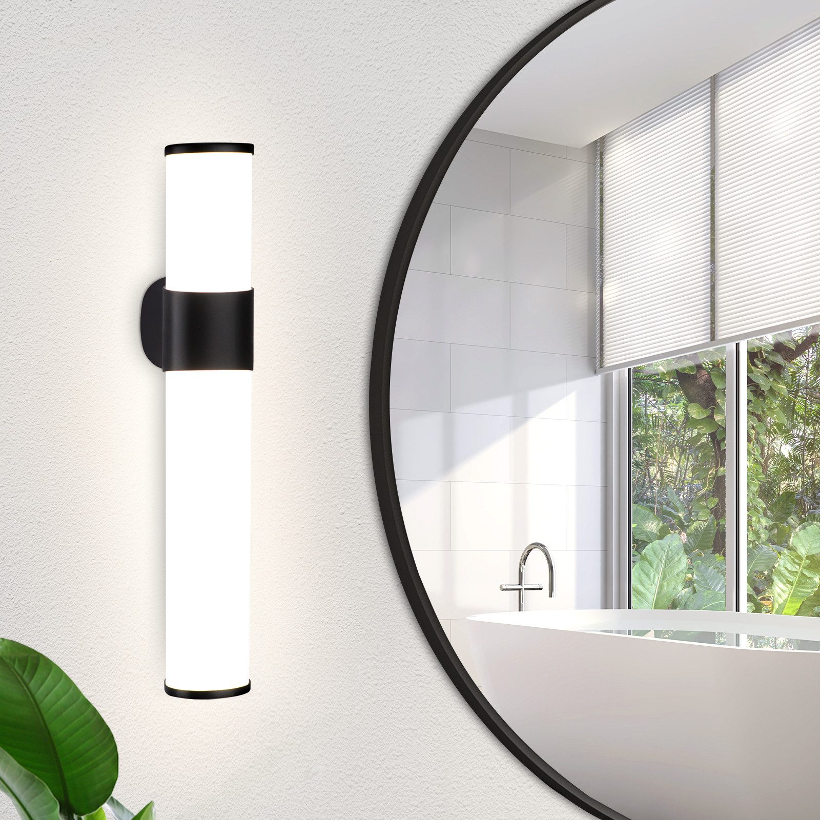 NETTLIFE LED - badrumsvägglampa, LED - badrumsspegellampa - modern, svart 6W 30cm vattentät, IP44 neutralvit 4000K