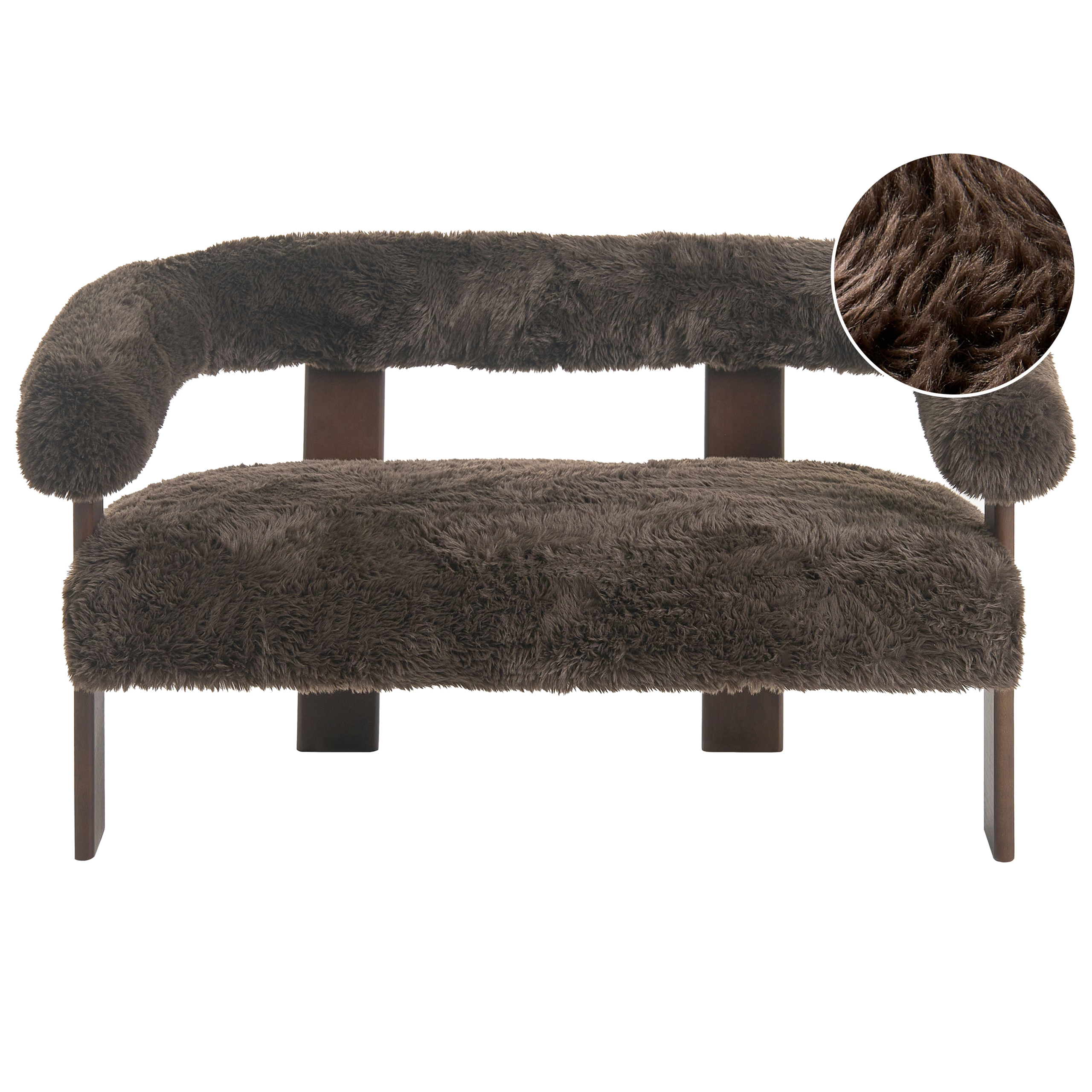 Soffa 2-sits ILBRO Fuskpäls Mörkbrun