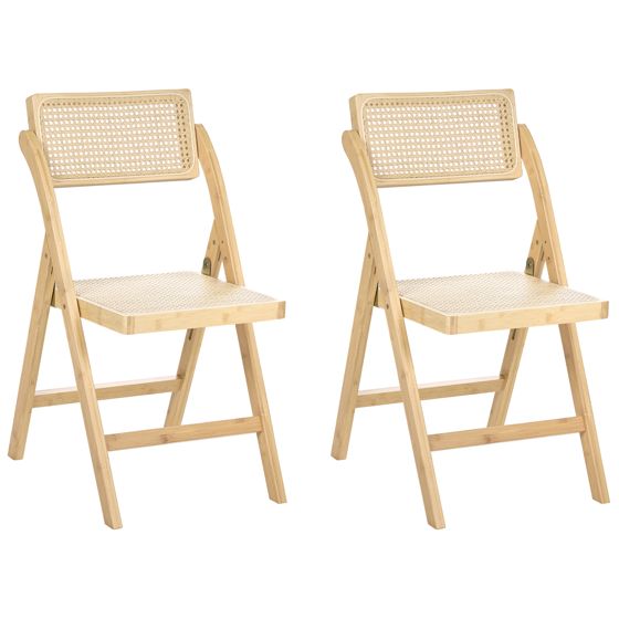 Set med 2 matstolar Fällbar MODANE Bambu Ljusbrun