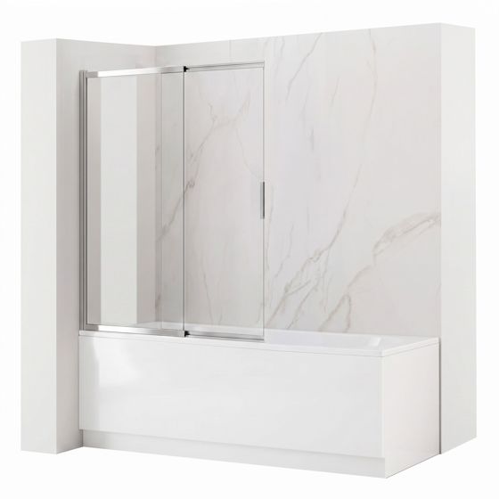 REA badkarsskärm Dario 120 , Krom, 0,6x120x140cm