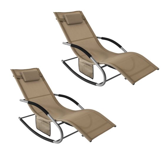 SoBuy 2 x Gungstol för trädgården Solsängar Loungestolar Brun OGS28-BRx2