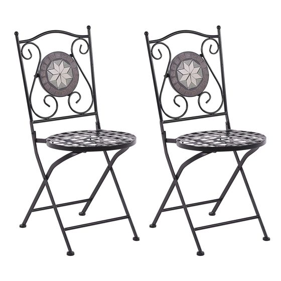 Set med 2 trädgårdsstolar CARIATI Metall Svart