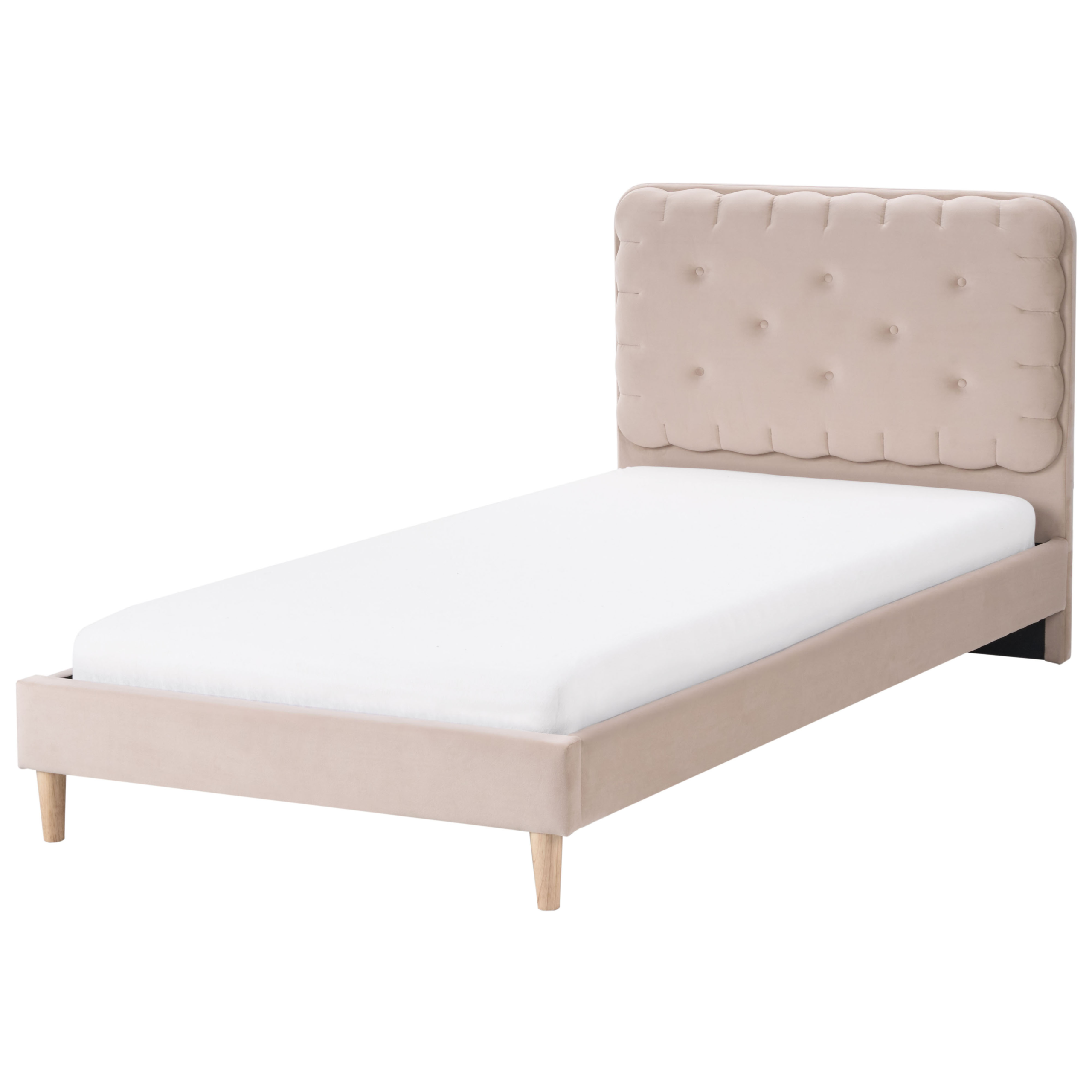 Säng med lamellram Sammet CORSAINT 90 x 200 cm Beige