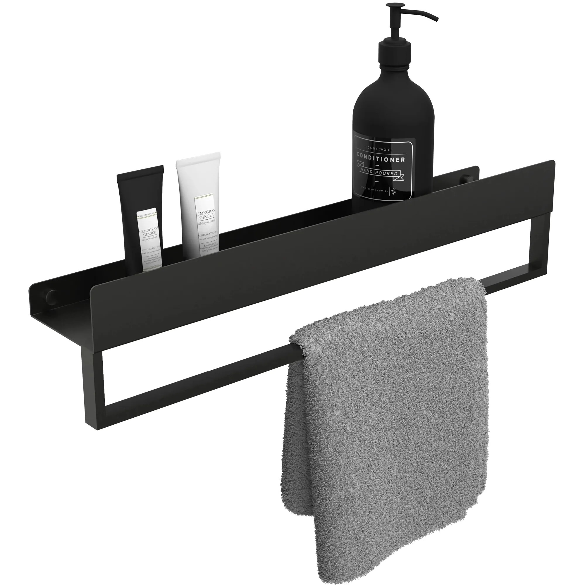 REA Badrumshylla För Badkar SF01-600-B 60cm Svart, 60x9x11cm