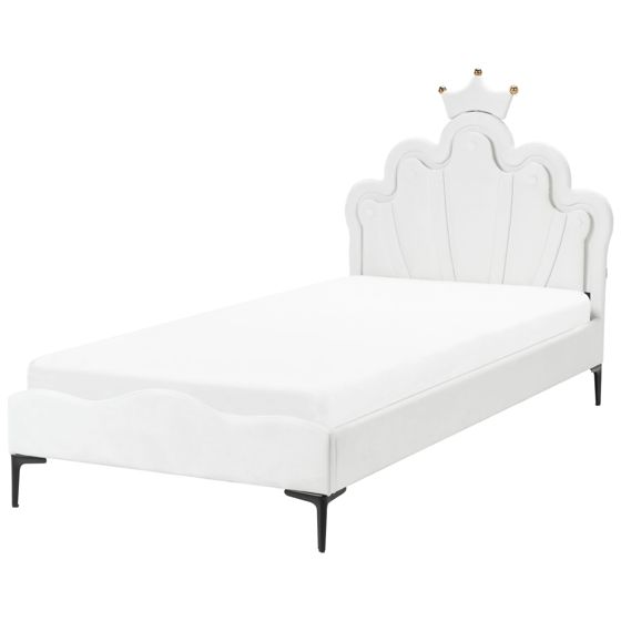 Barnsäng Krona Sammet RUBIAN 90 x 200 cm med LED-lampor Vit