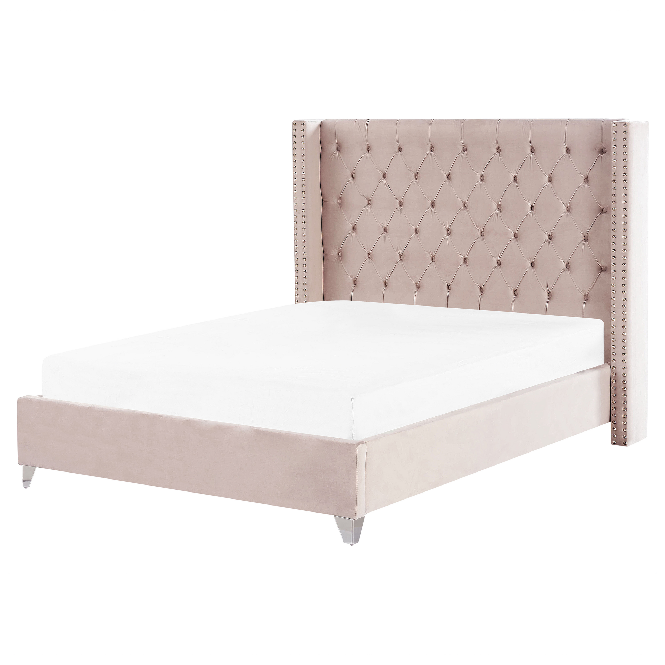 Säng med lamellram Sammet LUBBON 160 x 200 cm Pastellrosa