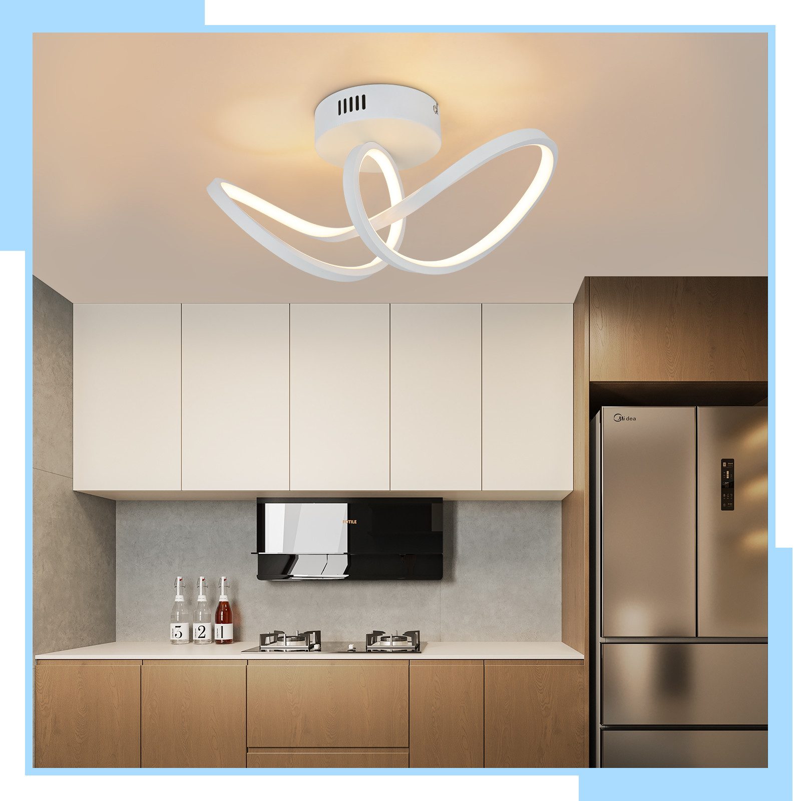 NETTLIFE modern, LED-taklampa, för vardagsrum, svart, 12W, för inomhusbruk, 3000K, LED