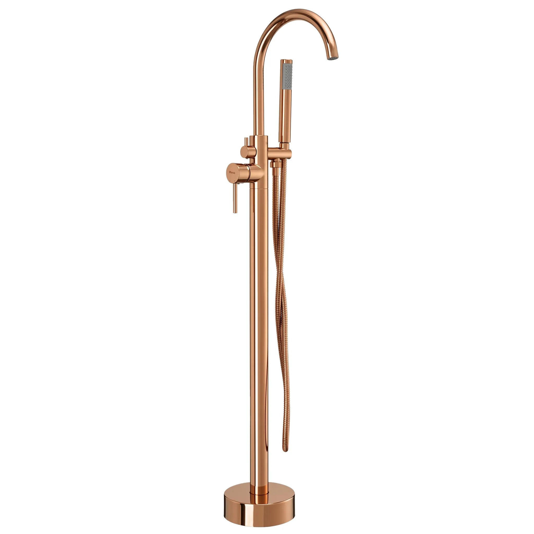 REA Golvmonterad Badkarsblandare Lungo Koppar, 21x20x111cm