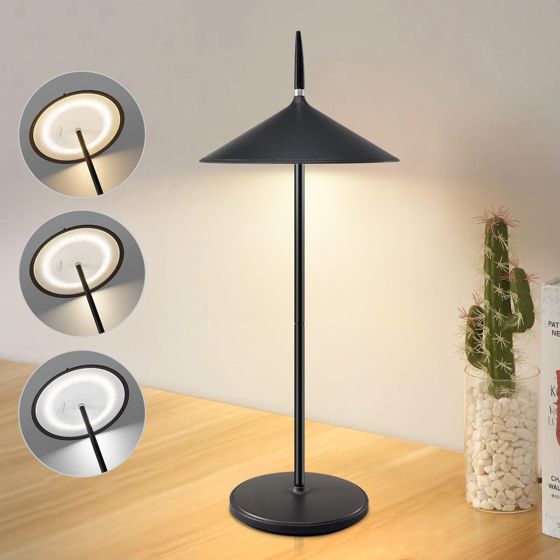 NETTLIFE Trådlös LED-nattlampa med pekfunktion, svart dimbar, bordslampa 1800mAh, USB-laddningsbar, inbyggd, konstant LED, IP44