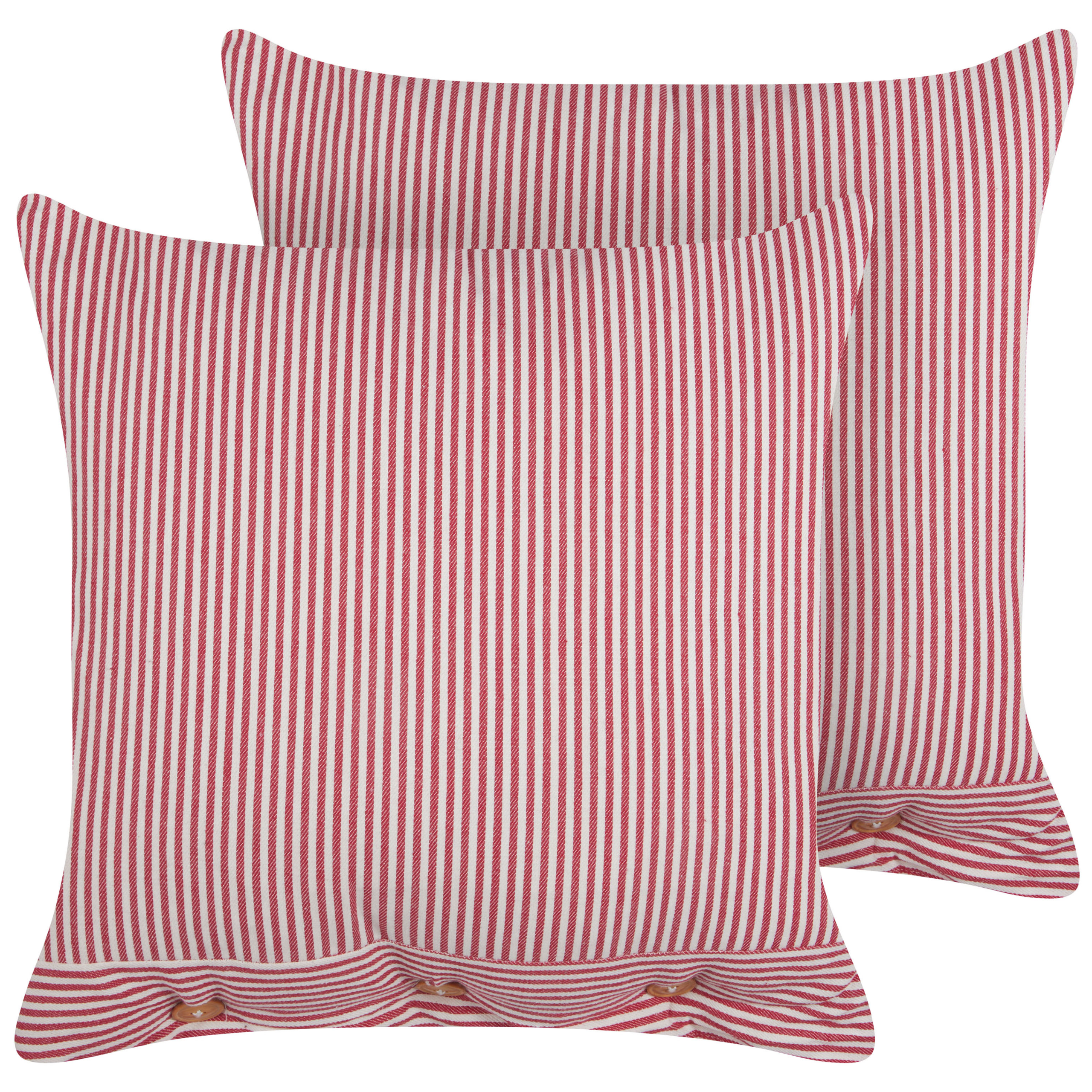 Set med 2 prydnadskuddar AALITA 45 x 45 cm Bomull Röd Randigt