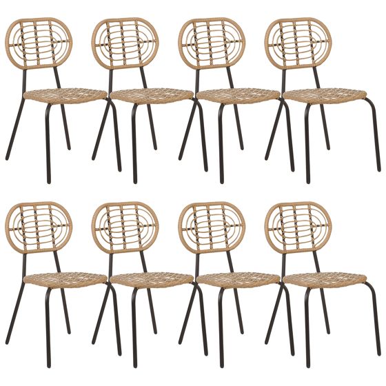 Set med 8 stolar PRATELLO Konstrotting Naturlig