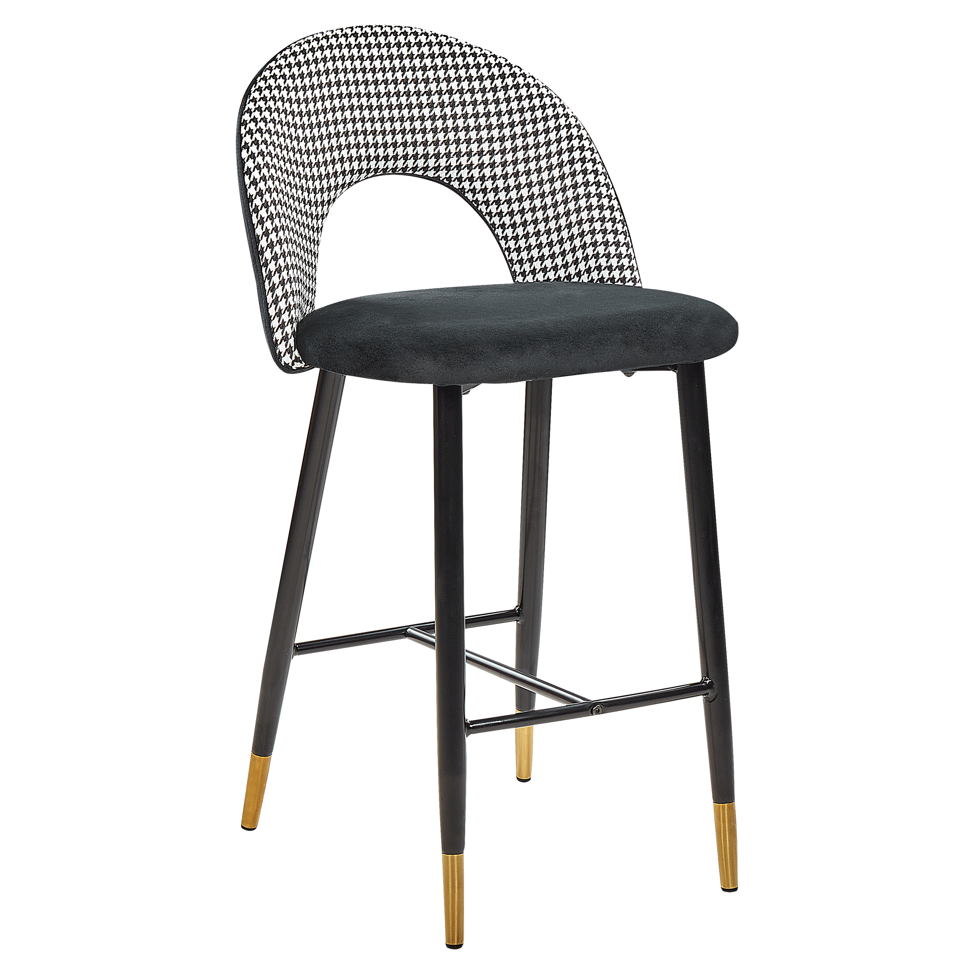 Set med 2 barstolar FALTON Sammet Svart/ Vit
