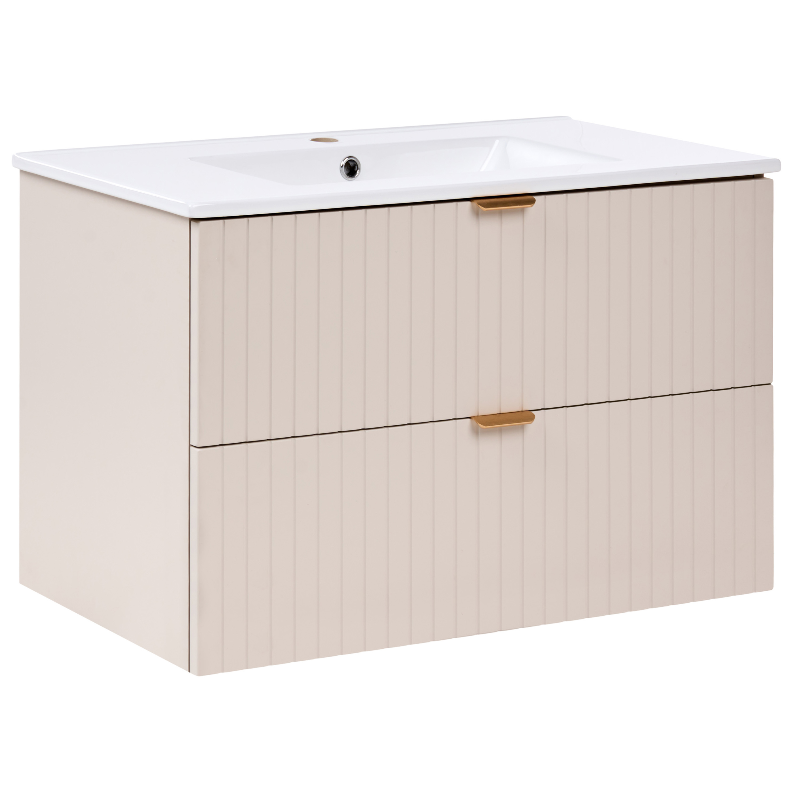 Väggmonterad kommod med tvättställ TOTORANI 80 cm Beige