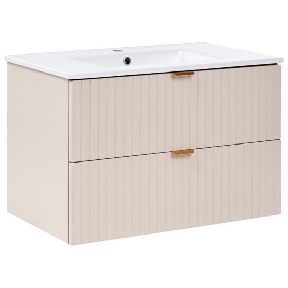 Väggmonterad kommod med tvättställ TOTORANI 80 cm Beige