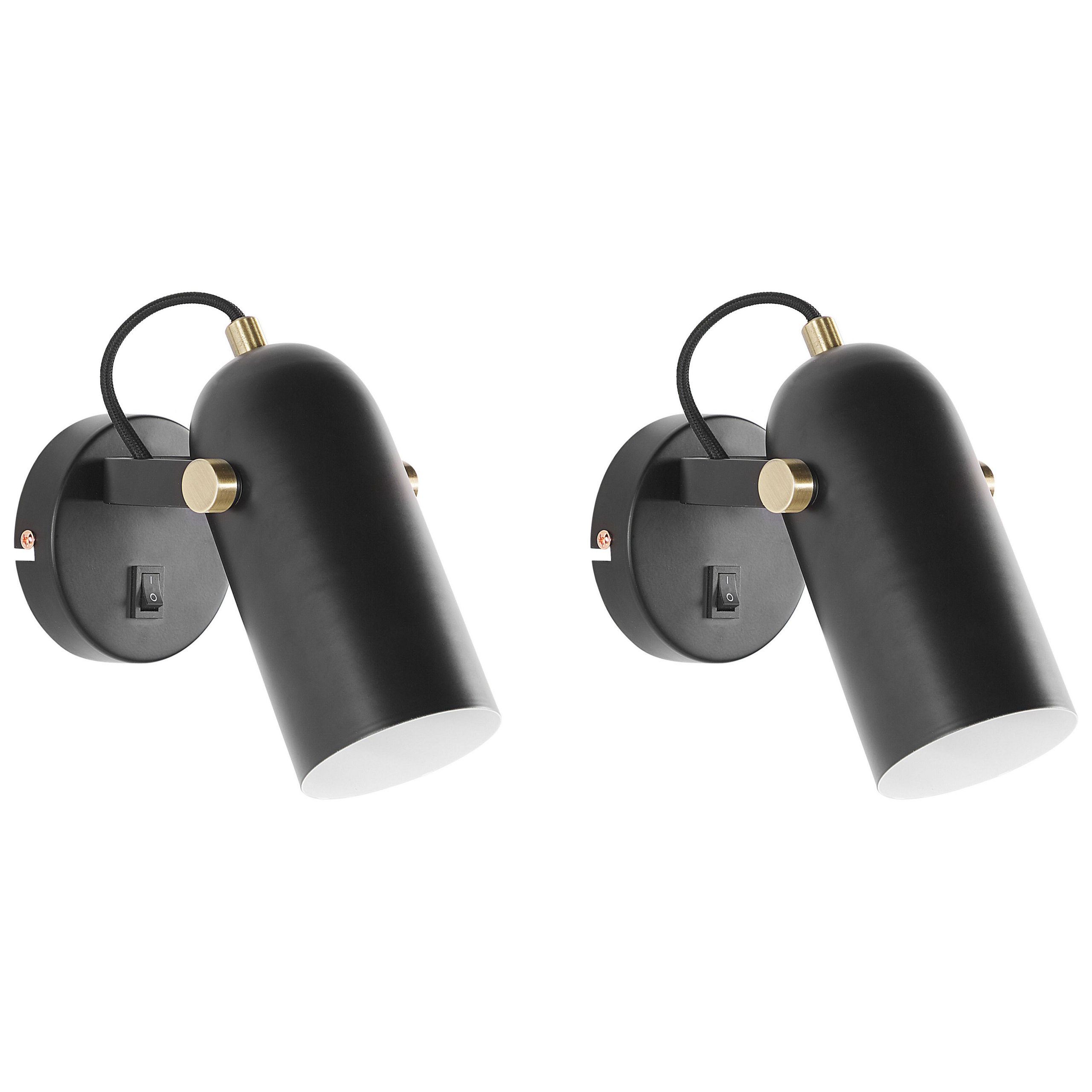 Set med 2 spotlightlampor TYRIA Justerbar Metall Svart