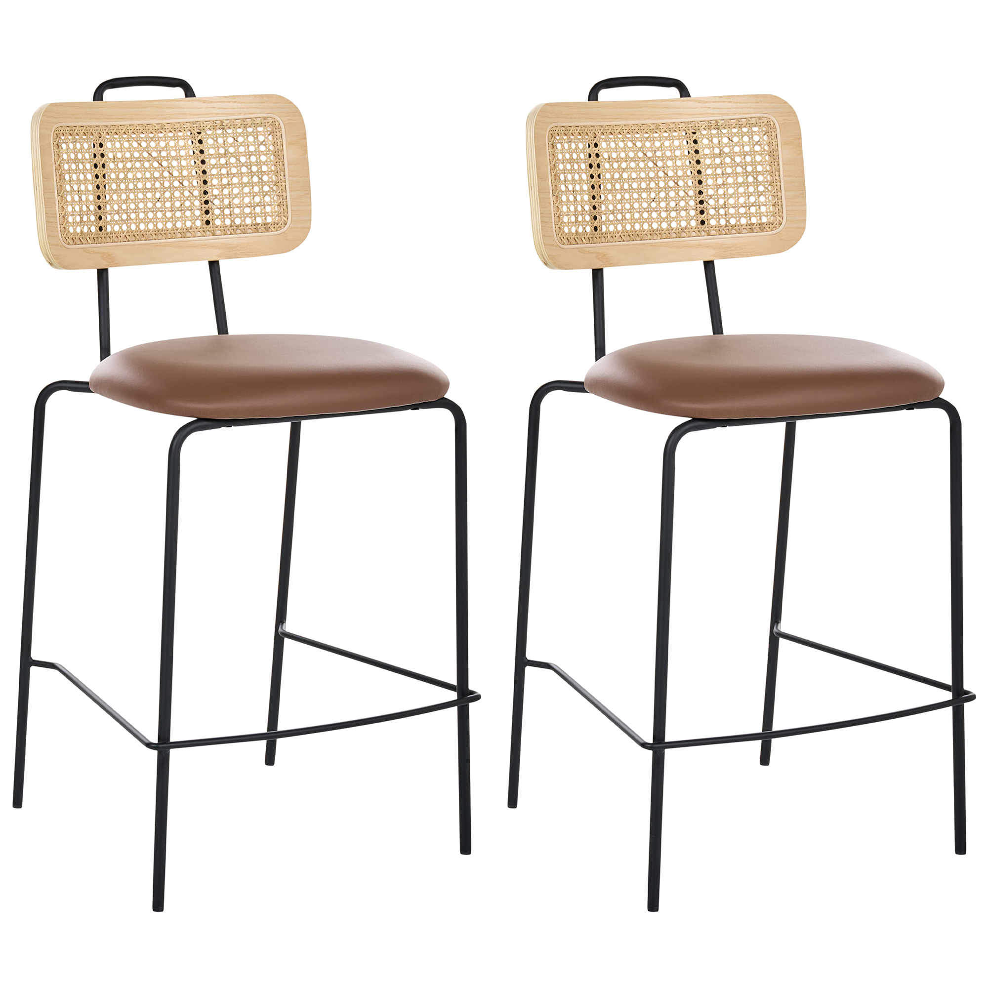 Set med 2 barstolar ADELANTO Brun