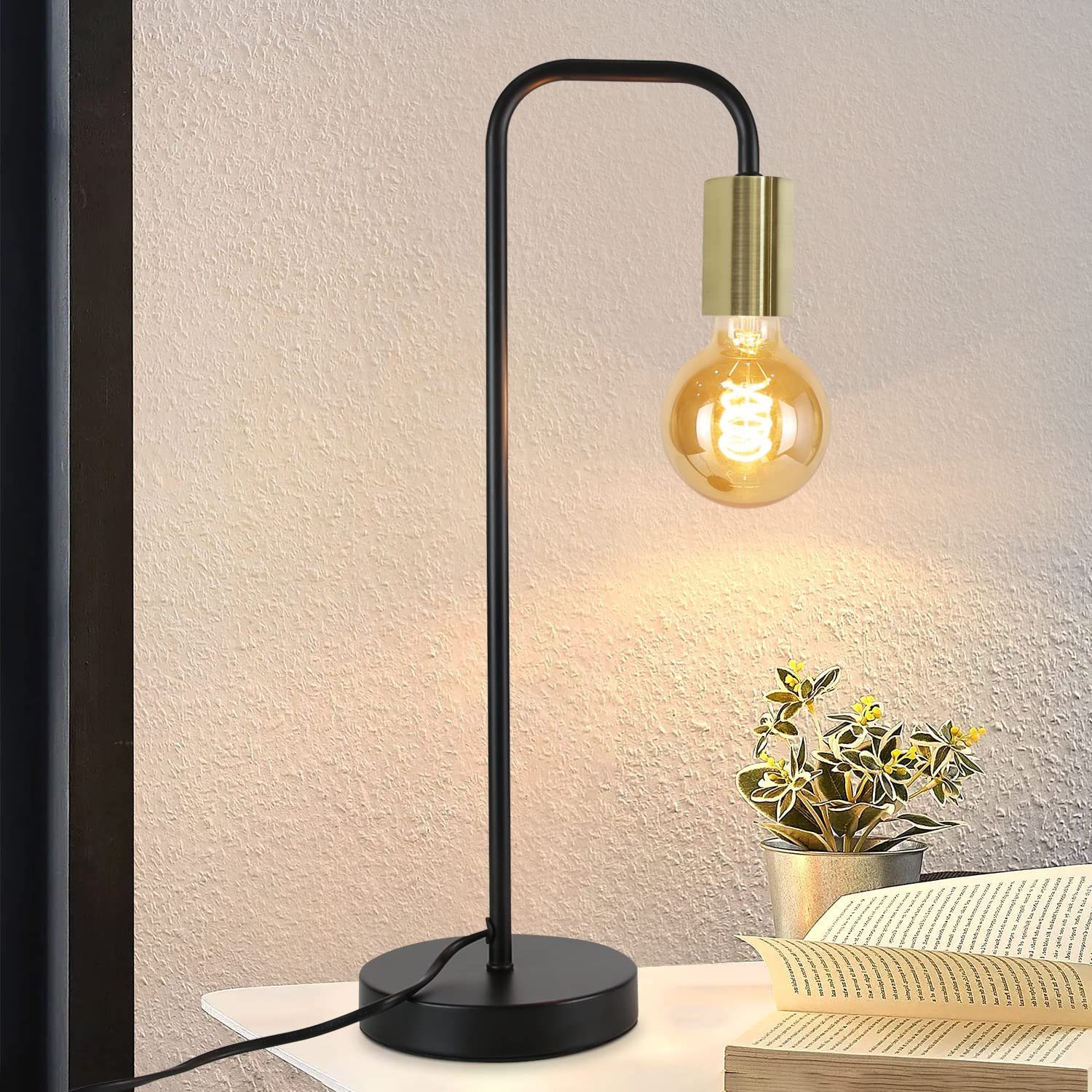 NETTLIFE Vintage - bordslampa, Sängbordslampa, Vardagsrum - Svartguld, Industriell, E27- bordslampa, Barn, Sovrum, Nattlampa