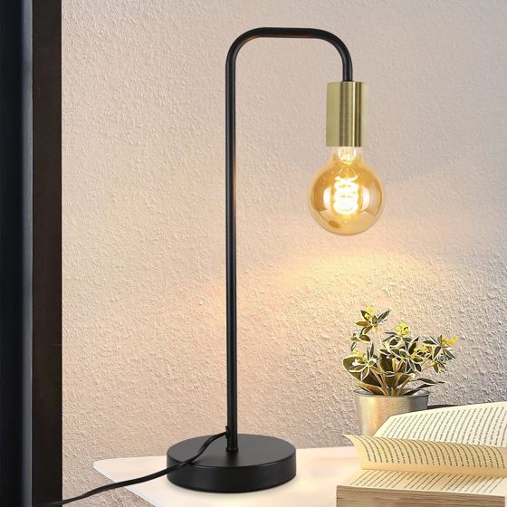 NETTLIFE Vintage - bordslampa, Sängbordslampa, Vardagsrum - Svartguld, Industriell, E27- bordslampa, Barn, Sovrum, Nattlampa