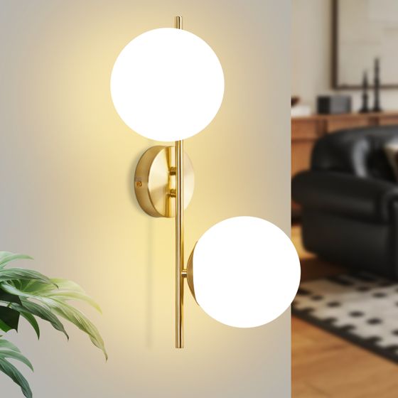 NETTLIFE Guldfärgad vägglampa för inomhusbruk - E27 vägglampa, 2 glödlampor (ljuskälla ingår ej)