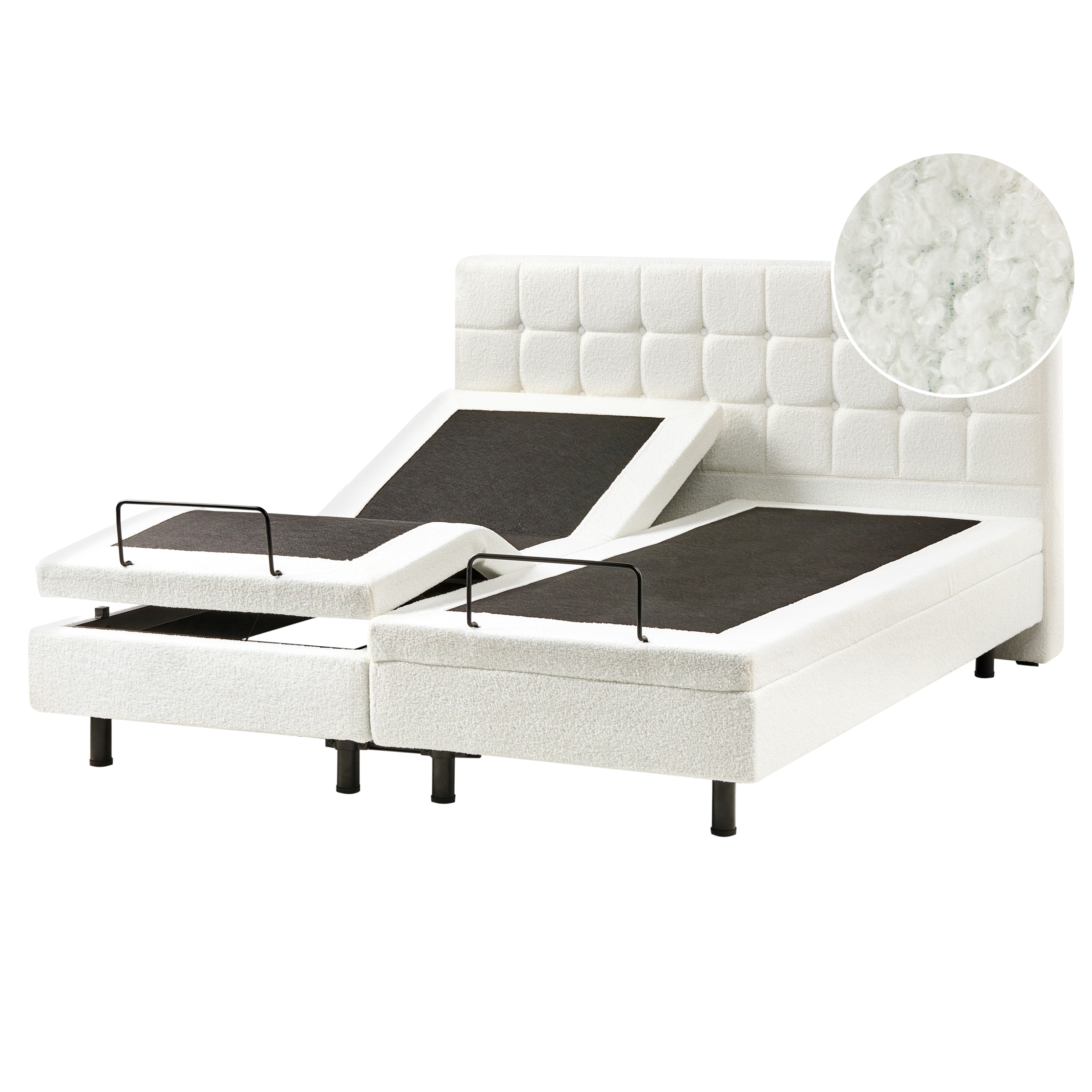 Justerbar säng Bouclé DUKE 160 x 200 cm Off-White