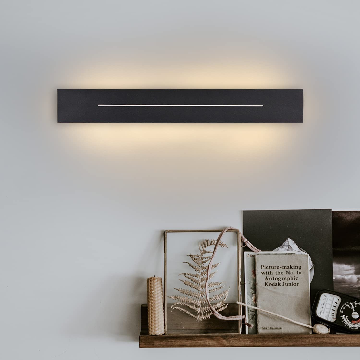 NETTLIFE Inomhusvägglampa LED - Vägglampa, 30 cm modern korridorlampa varmvit sovrum, svart trapplampa, 8W vägglampa