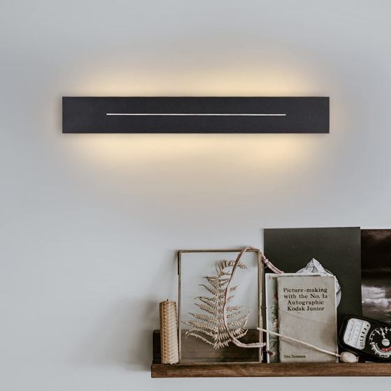 NETTLIFE Inomhusvägglampa LED - Vägglampa, 30 cm modern korridorlampa varmvit sovrum, svart trapplampa, 8W vägglampa