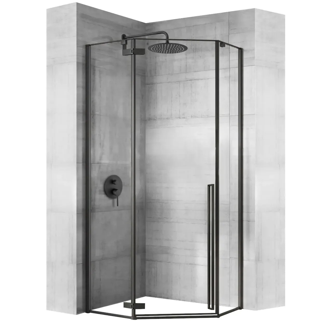 REA Duschkabin DIAMOND 100x100 Svart, 55,5x55,5x195cm