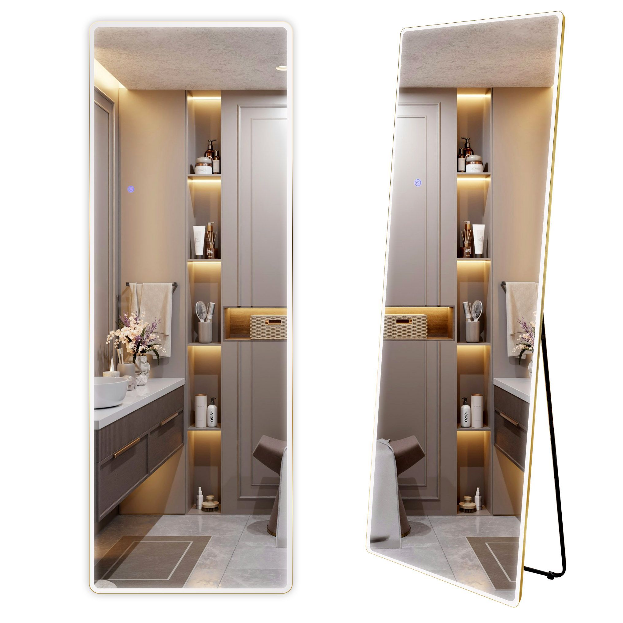REA spegel CLASSICO 50x170 LED Borstat guld 2x60x170cm