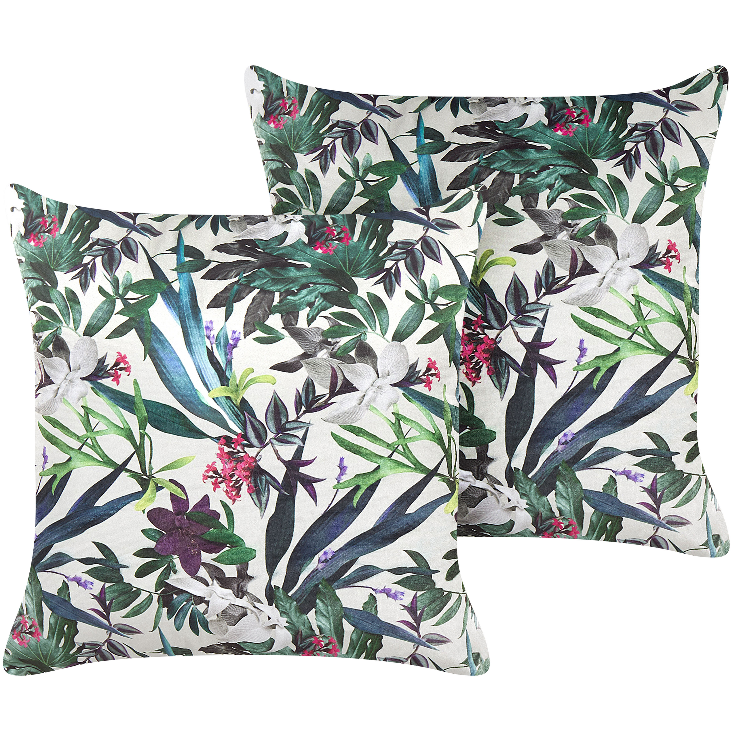Set med 2 prydnadskuddar GASTERIA 45 x 45 cm Sammet Grön Växtmotiv