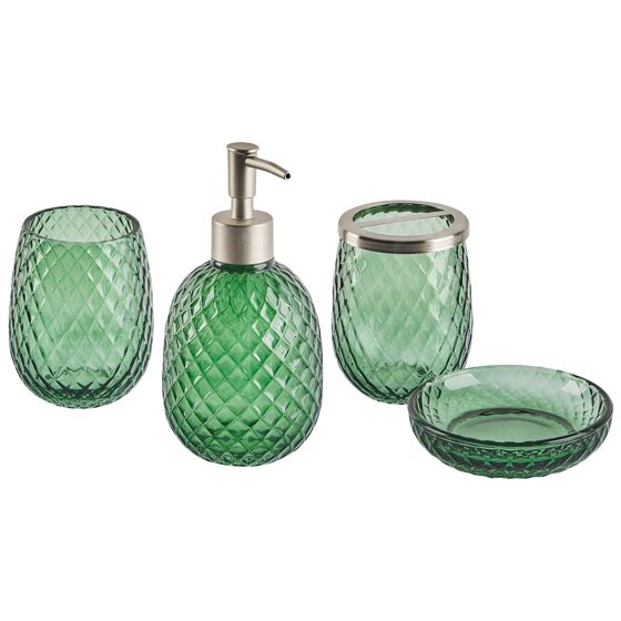 Set med badrumstillbehör i 4 delar CANOA Glas Grön