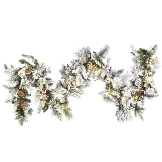 Snötäckt julgirlang LED WHITEHORN 270 cm Vit