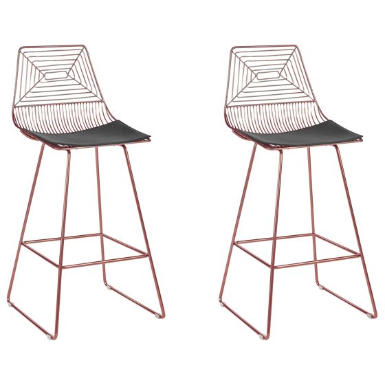 Set med 2 barstolar BISBEE Metall Roséguld