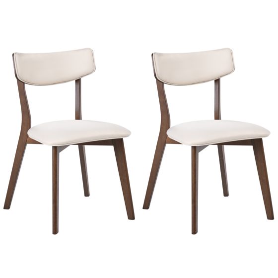 Set med 2 matstolar YUMA Trä Off-White/ Brun
