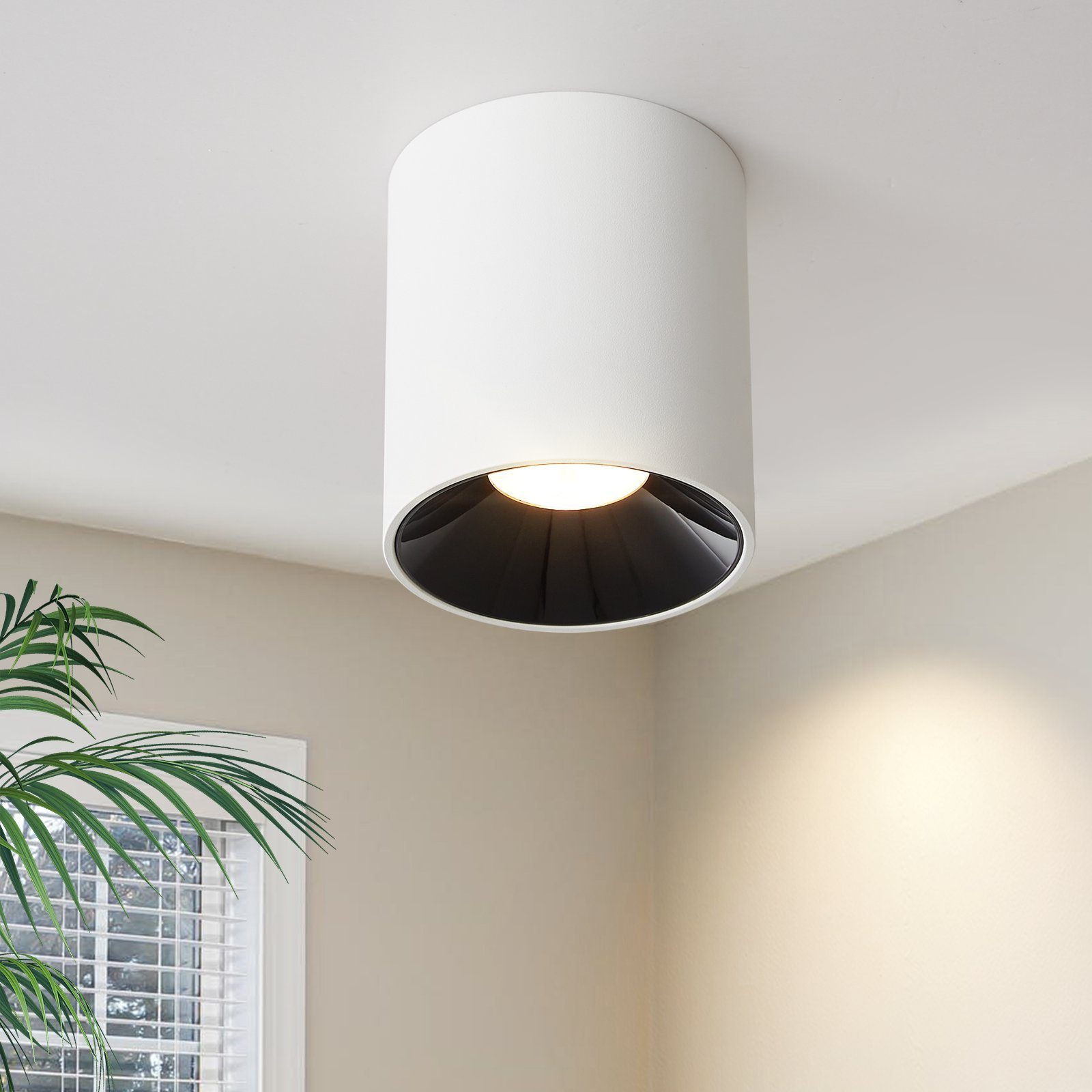 NETTLIFE 3000K 7W LED - utanpåliggande spotlight, vit, rund, modern, varmvit, platt takspotlight, taklampa