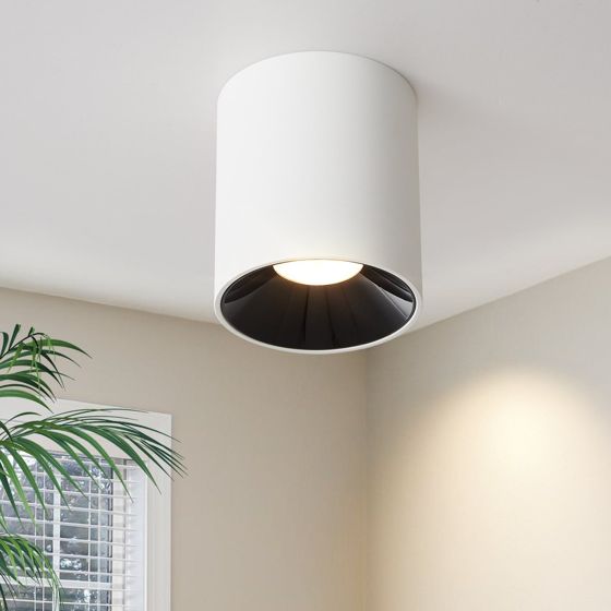 NETTLIFE 3000K 7W LED - utanpåliggande spotlight, vit, rund, modern, varmvit, platt takspotlight, taklampa