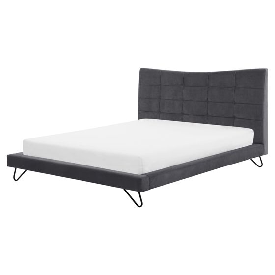 Säng med lamellram Sammet LANNION 160 x 200 cm Mörkgrå