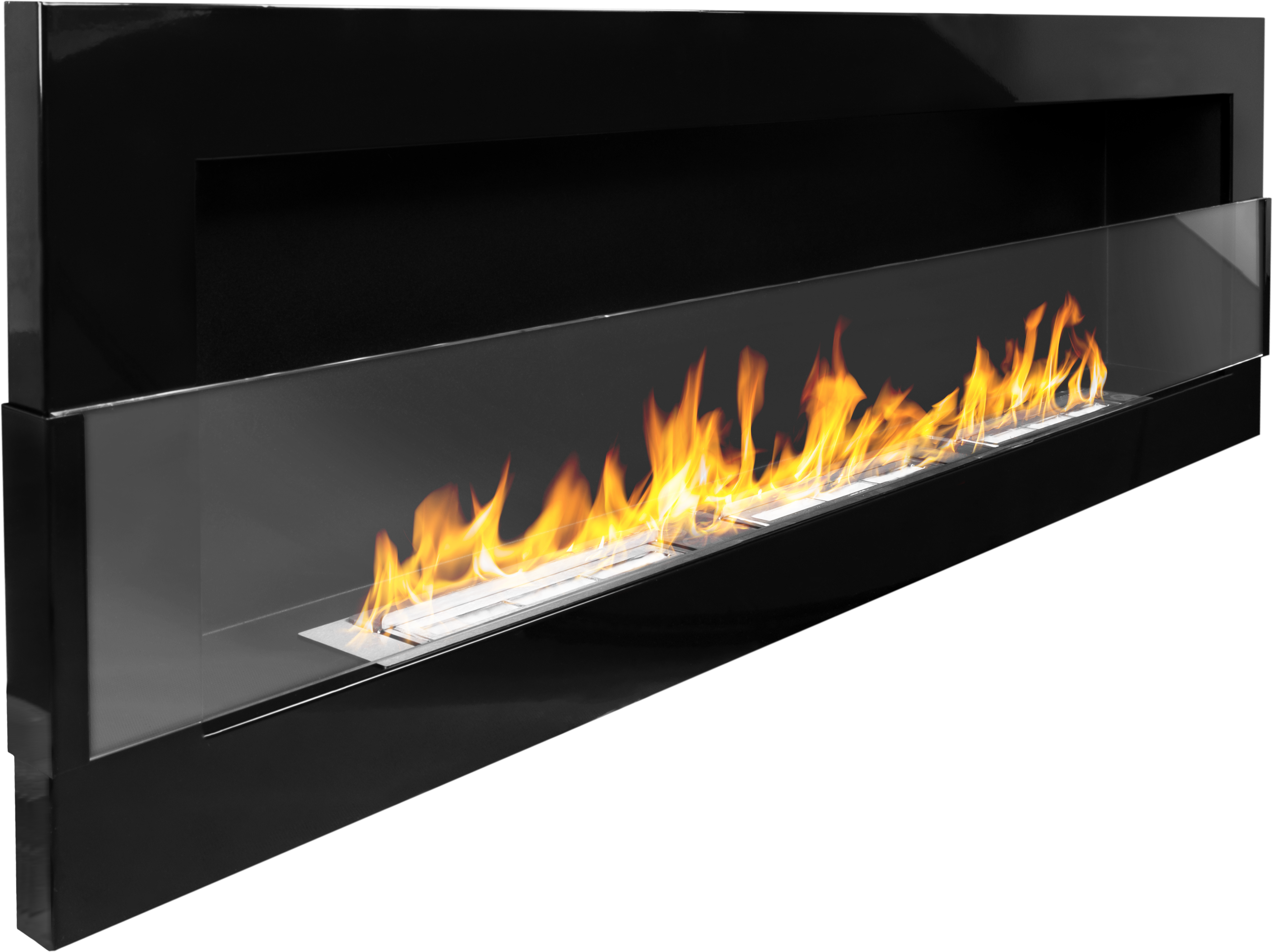 bioetanolkamin väggmonterad 1200 × 400 med säkerhetsglas – blank svart