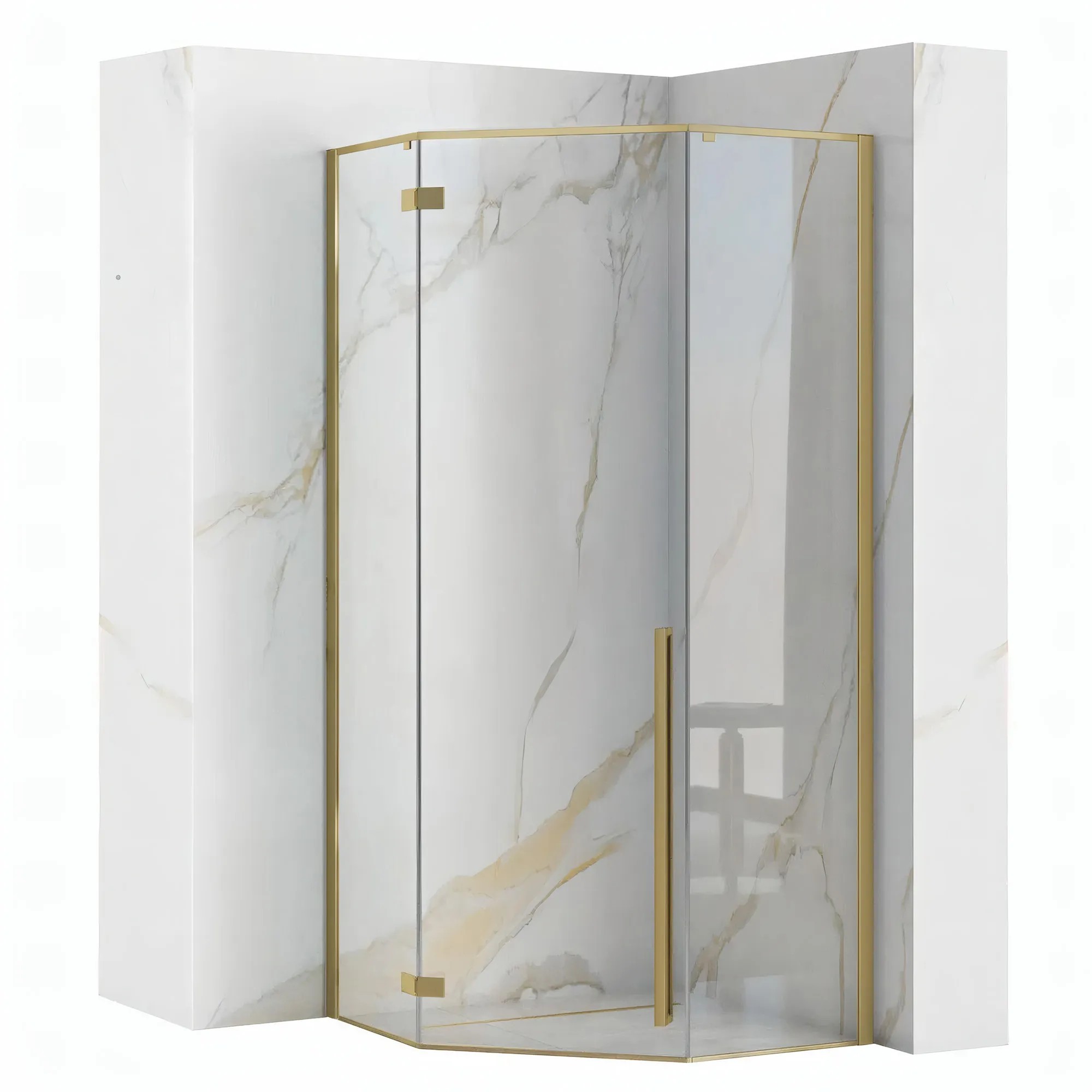REA Duschkabin DIAMOND 90X90 Borstat Guld, 90x90x195cm