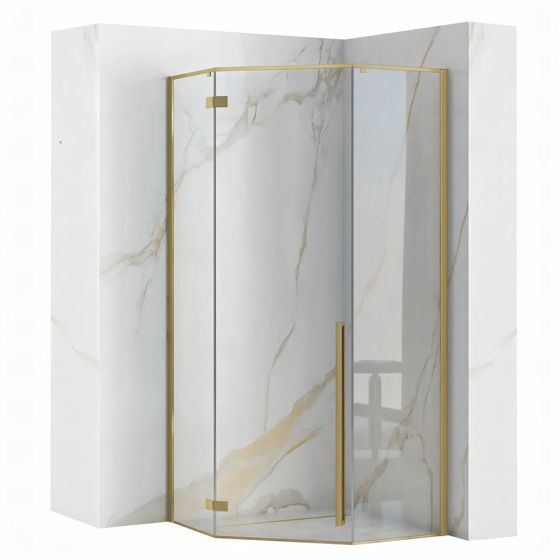 REA Duschkabin DIAMOND 90X90 Borstat Guld, 90x90x195cm