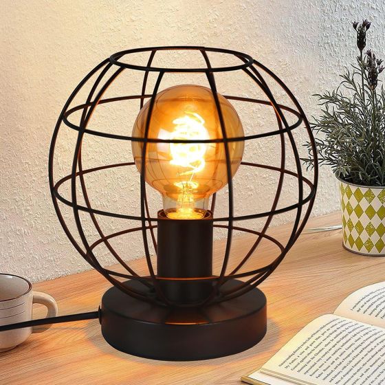 NETTLIFE Vintage, svart, bordslampa - retro, nattlampa, E27-sockel, metall, industriell, inomhus - max 40w - utan glödlampa