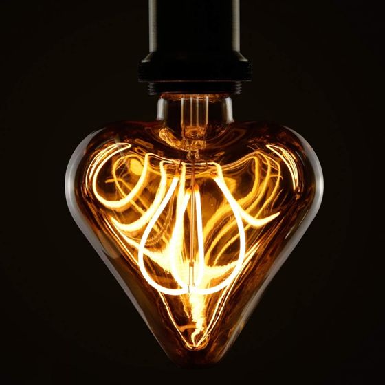 NETTLIFE - vintage Edison 3w LED-lampa retro glödlampa E27 hjärtformad dekorativ lampa varmvit ej justerbar