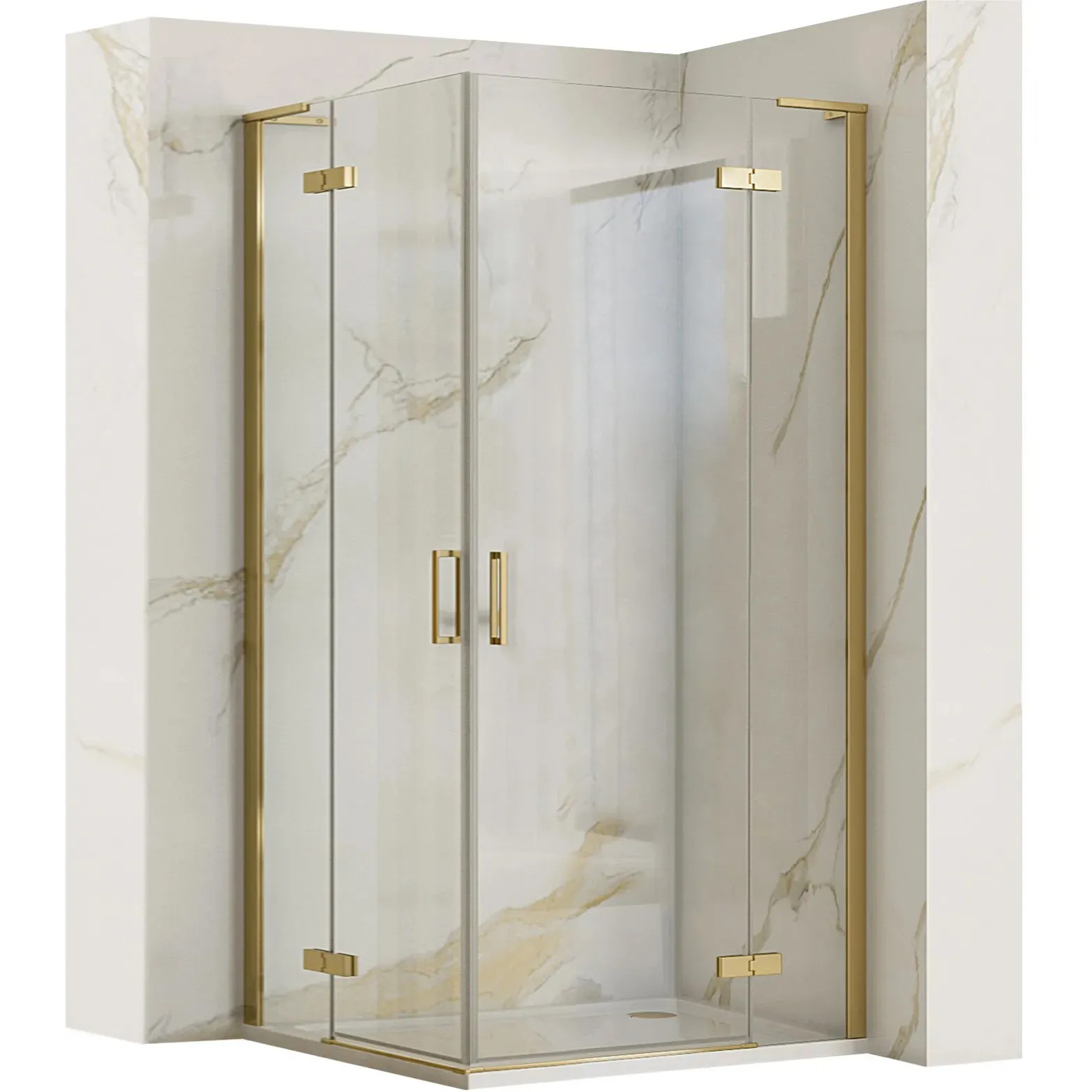 REA Duschkabin HUGO 90x90 Borstat Guld, 88x88x200,5cm